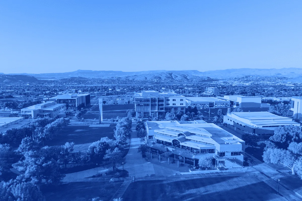 Aerial view of Utah Tech University campus in St. George, Utah